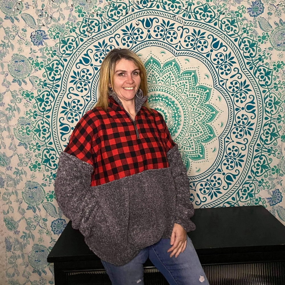 Grey sherpa/ buffalo pullover